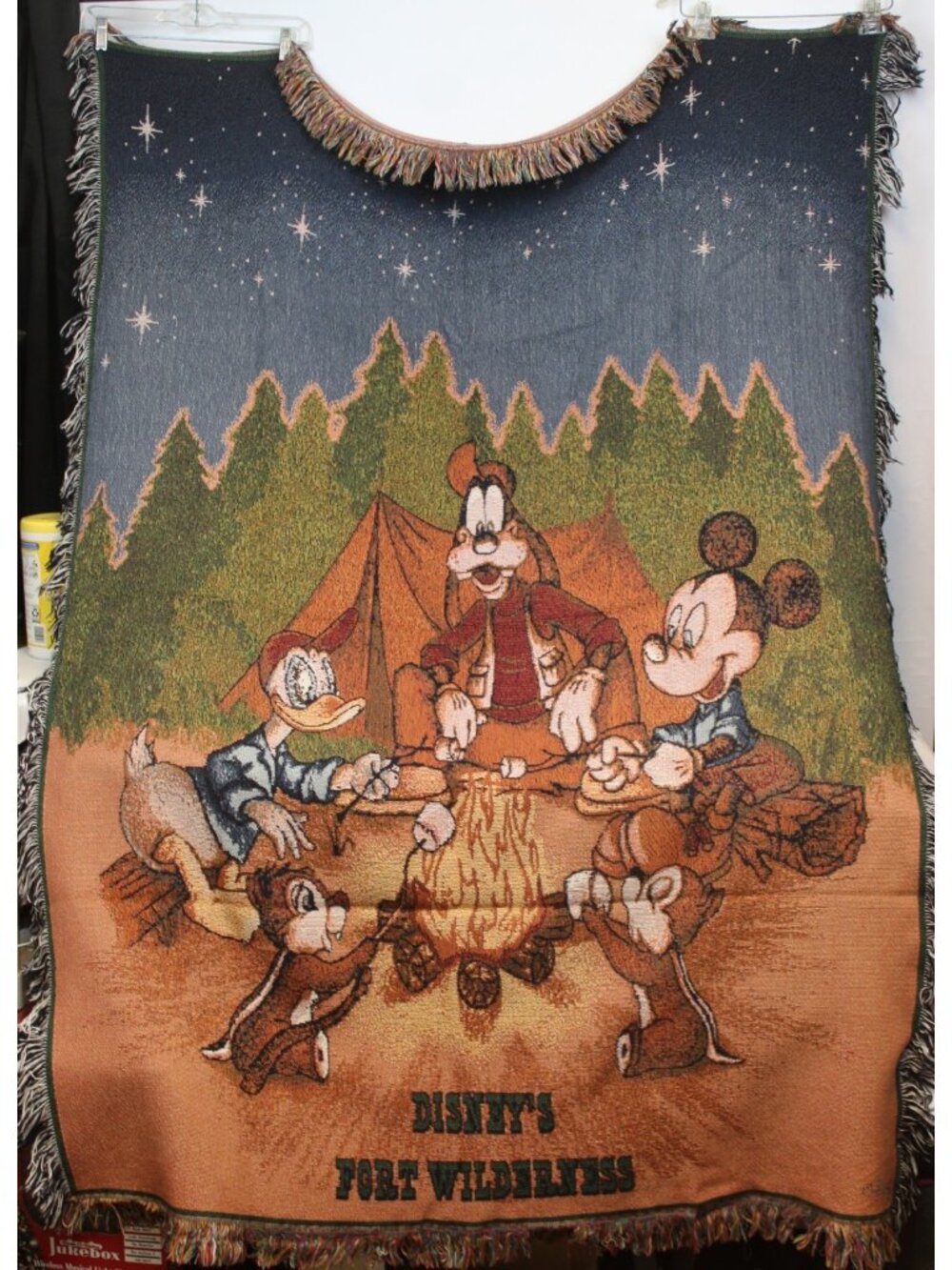 Disney Parks Fort Wilderness Campground Tapestry Throw Blanket Fringe Camp Fire